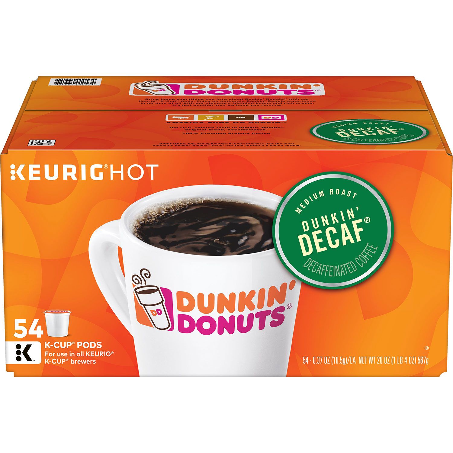 (image for) Dunkin' Donuts Decaf Coffee K-Cups Medium Roast (54 ct.)